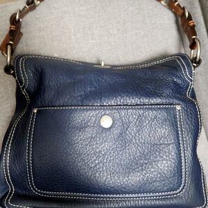 Coach Tote, Navy and Brown, medium